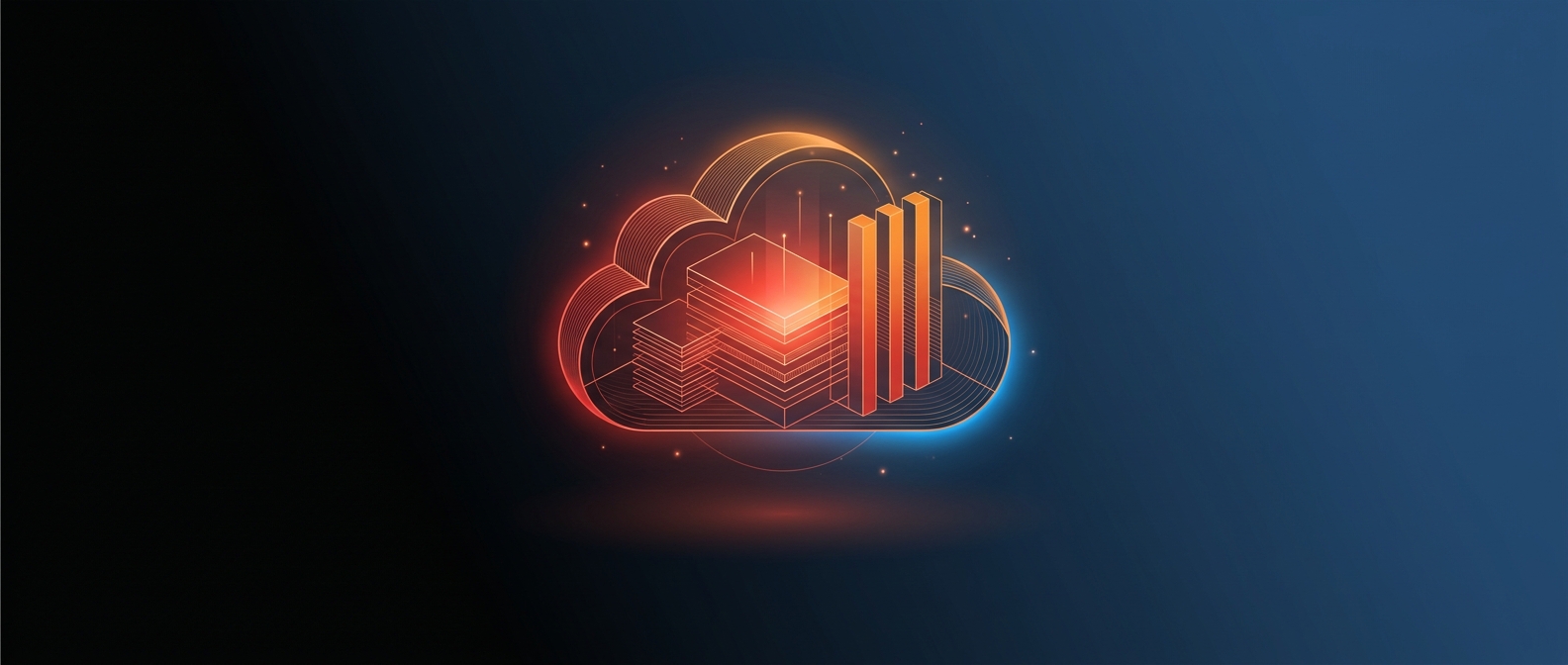 Abstract illustration representing a cloud data warehouse