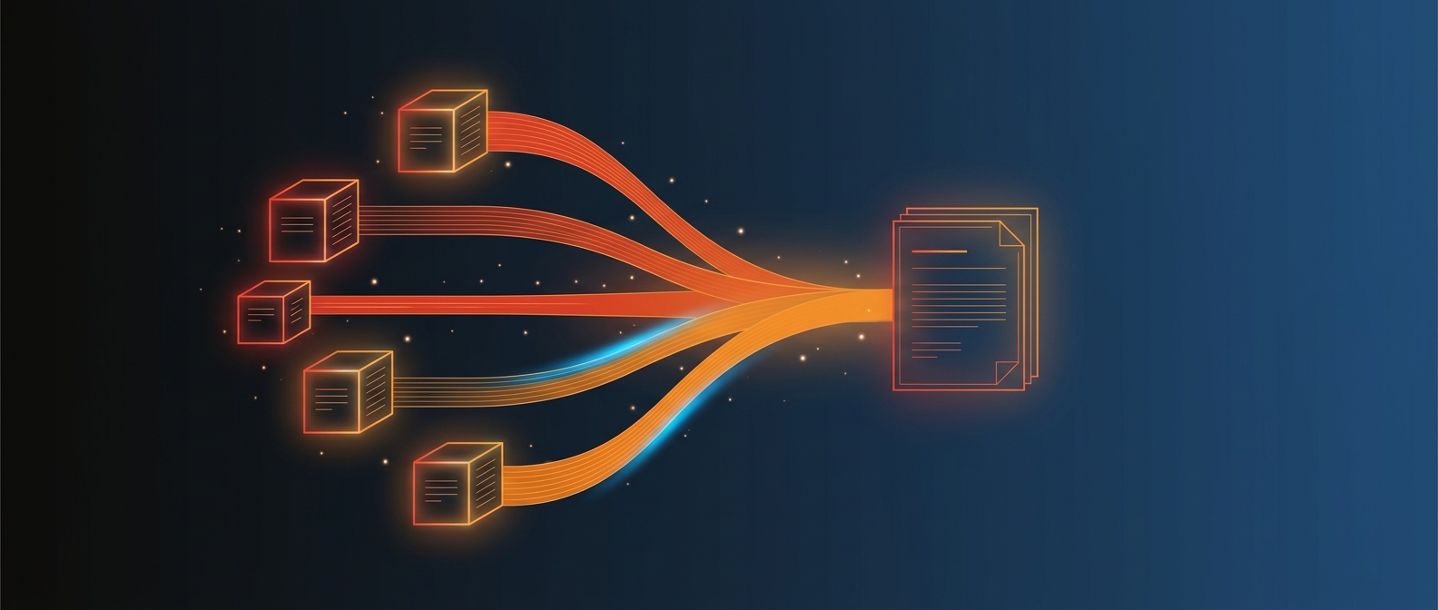 Abstract illustration representing financial consolidation and close