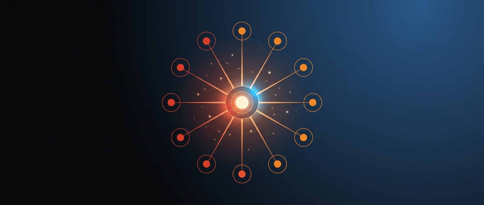 Abstract illustration representing hub-and-spoke architecture
