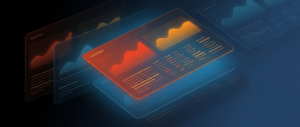 Abstract dark hero image with layered translucent panels showing chart shapes, representing NetSuite SuiteAnalytics dashboards.