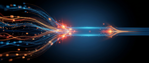 Abstract dark hero image with multiple source streams merging into one integrated layer, representing an operational data store.