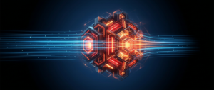 Abstract dark hero image with a central engine core processing parallel data streams, representing a query engine.