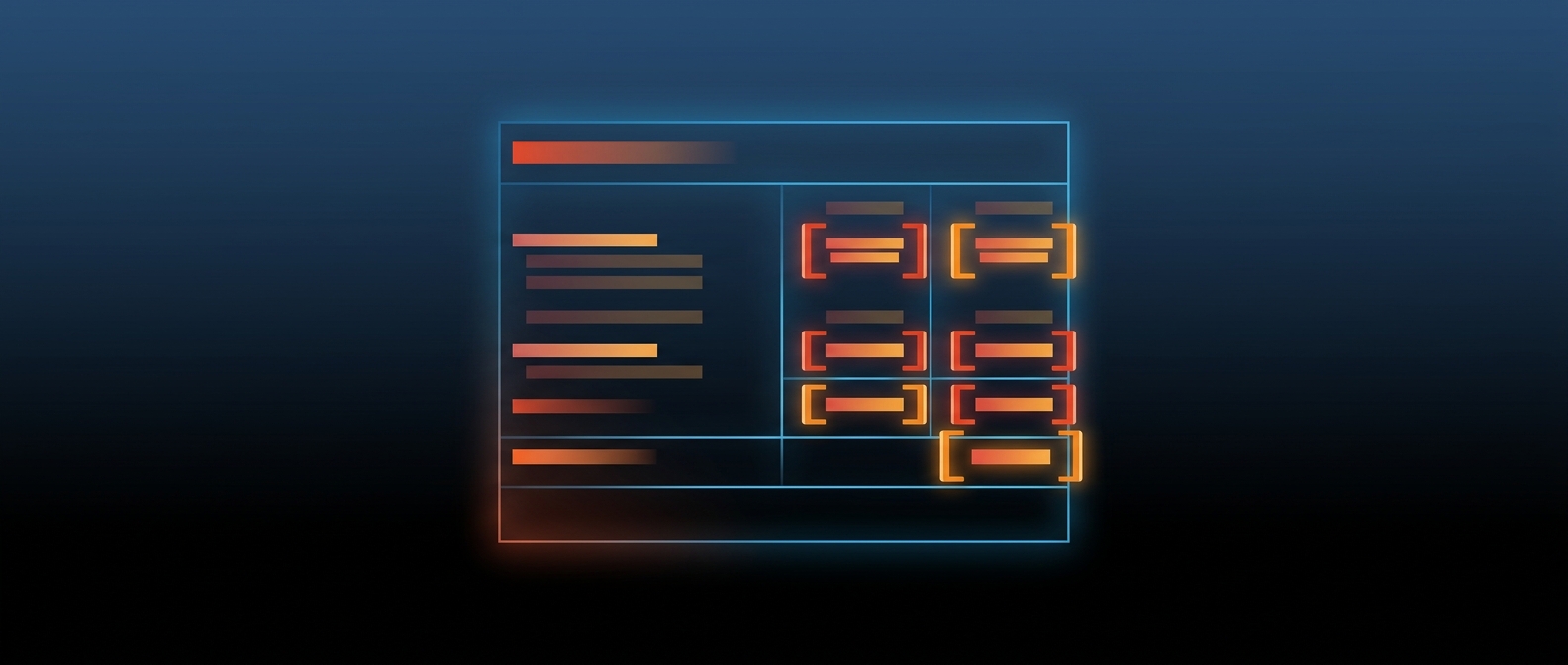 Abstract dark hero image with financial figures wrapped in structured tags, representing XBRL machine-readable tagging.