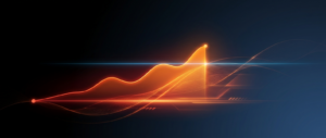 Abstract dark hero image with a cumulative accumulating area curve rising to a current point against a target, representing year-to-date metrics.