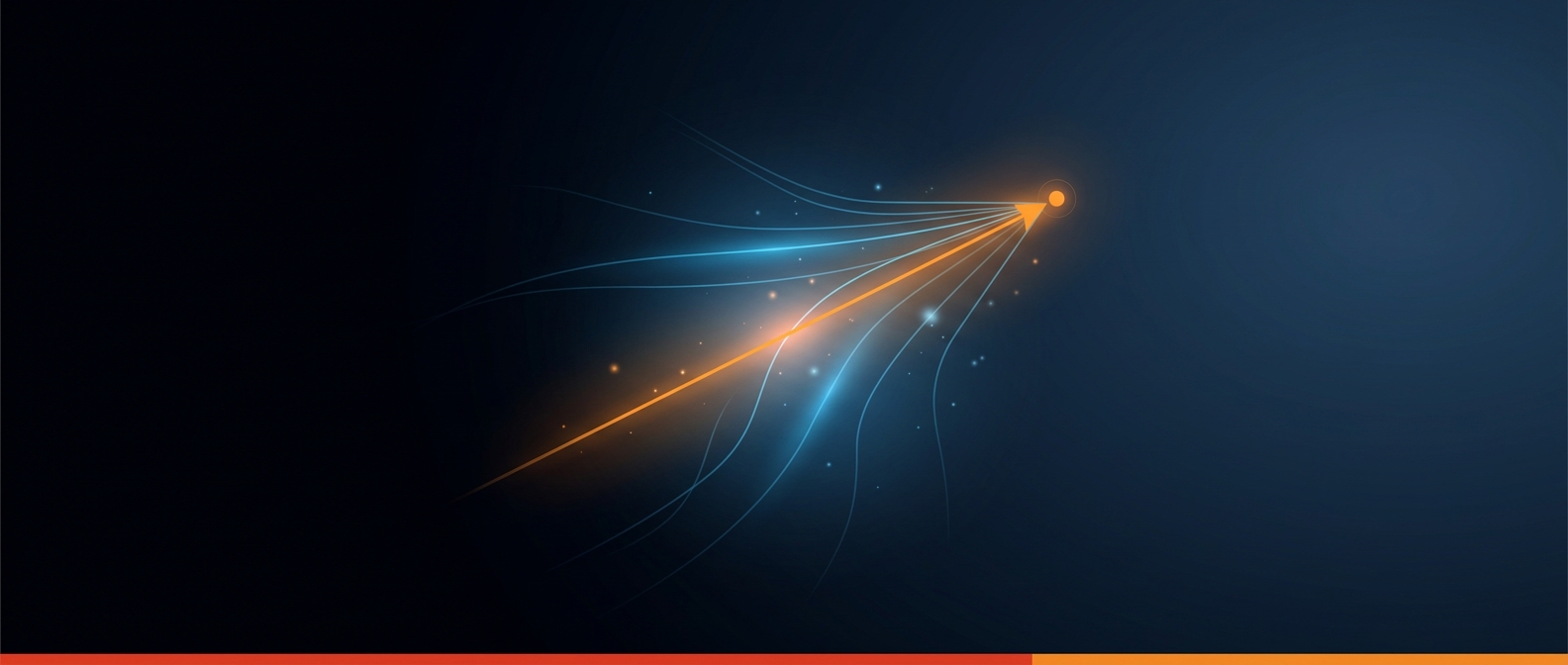Abstract illustration representing prescriptive analytics selecting an optimal recommended path